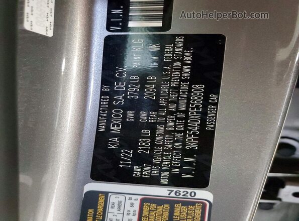 3KPF54ADXPE568908 2023 KIA FORTE Silver VIN კოდის სტიკერის ხედი