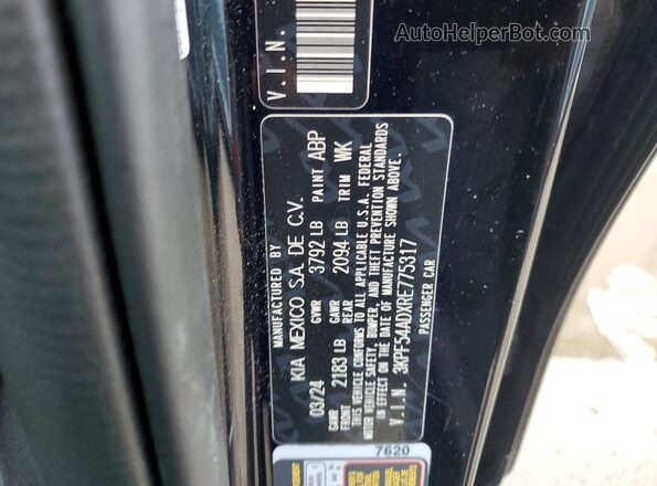 3KPF54ADXRE775317 2024 KIA FORTE Black VIN կոդի պիտակի տեսք