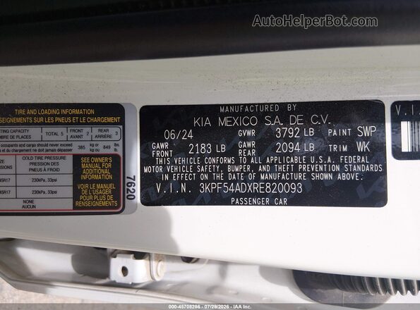 3KPF54ADXRE820093 2024 KIA FORTE Белый Вид подкапотного пространства