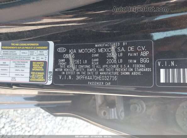 3KPFK4A70HE032716 2017 KIA FORTE Черный Вид подкапотного пространства