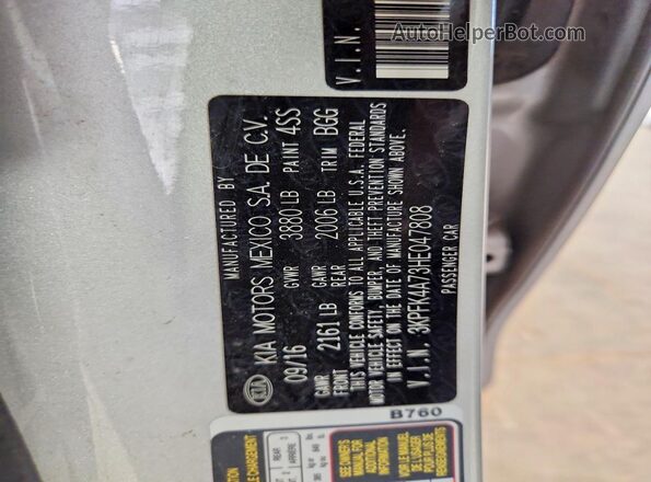 3KPFK4A73HE047808 2017 KIA FORTE Silver ძრავის განყოფილების ხედი