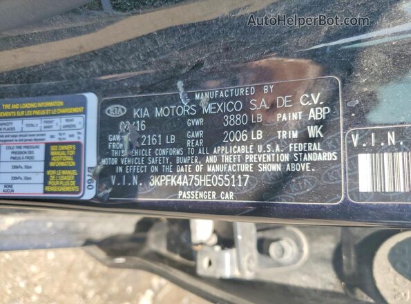 3KPFK4A75HE055117 2017 KIA FORTE Black Շարժիչի բաժամունքի տեսք