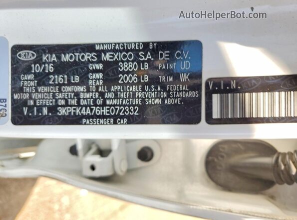 3KPFK4A76HE072332 2017 KIA FORTE White Շարժիչի բաժամունքի տեսք