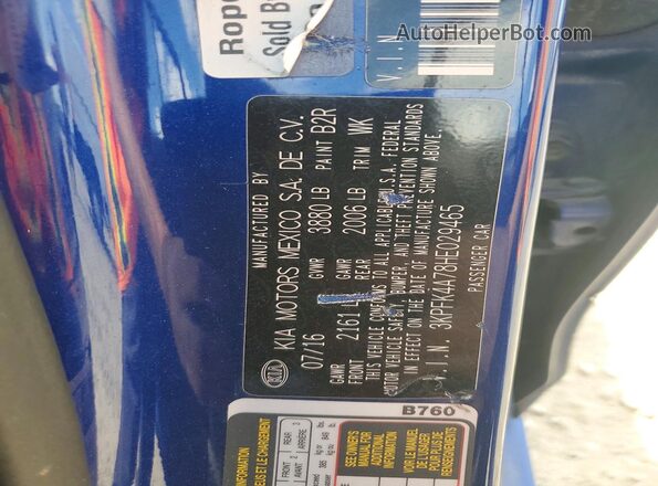 3KPFK4A78HE029465 2017 KIA FORTE Blue Вид підкапотного простору