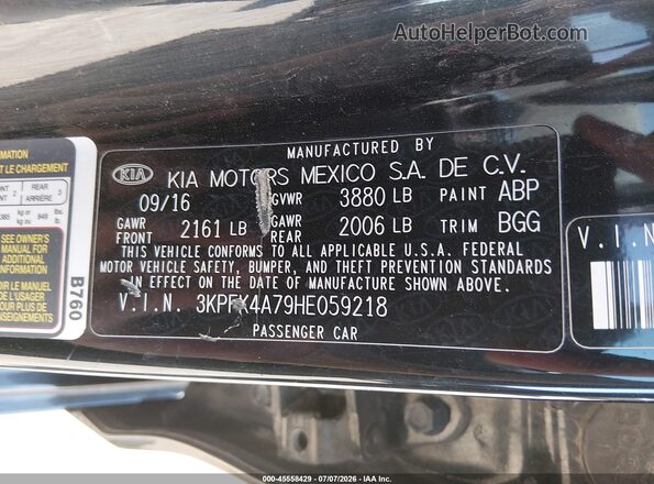 3KPFK4A79HE059218 2017 KIA FORTE Black Engine compartment view