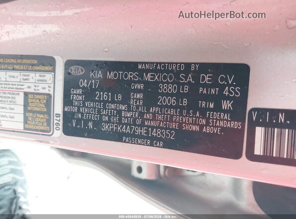 3KPFK4A79HE148352 2017 KIA FORTE White Вид підкапотного простору