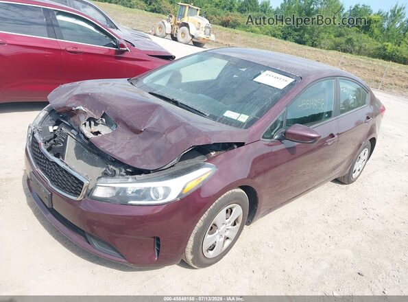 3KPFK4A7XHE029595 2017 KIA FORTE Burgundy წინა მარცხენა ხედი სამი მეოთხედიდან