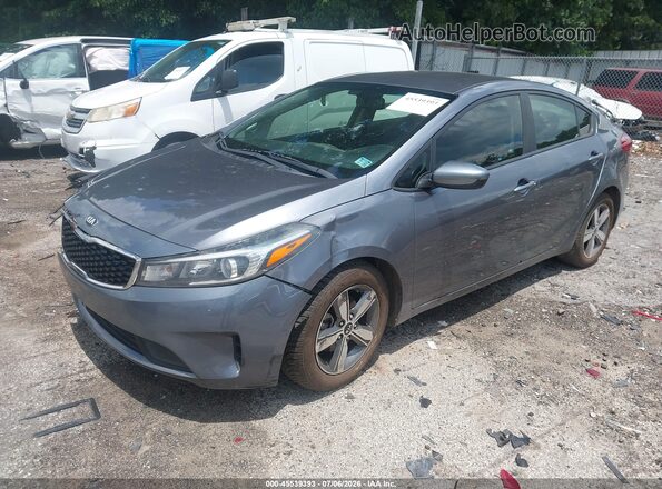 3KPFL4A71JE189349 2018 KIA FORTE Gray წინა მარცხენა ხედი სამი მეოთხედიდან