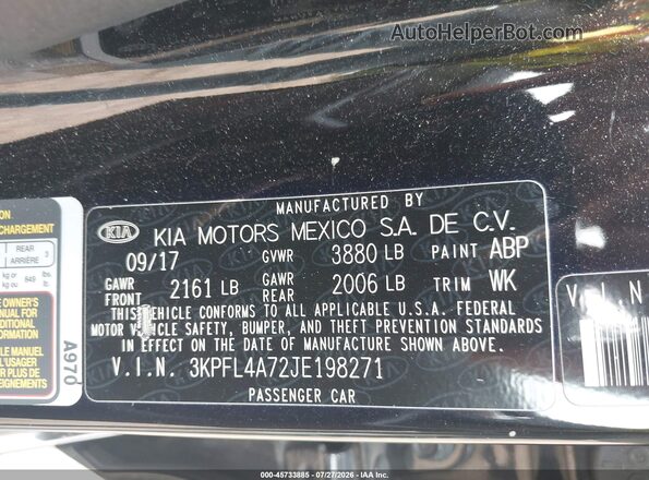 3KPFL4A72JE198271 2018 KIA FORTE Black Вид підкапотного простору