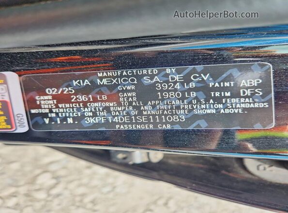 3KPFT4DE1SE111083 2025 KIA K4 Черный Вид подкапотного пространства