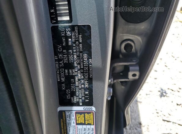 3KPFT4DE1SE151499 2025 KIA K4 Silver ძრავის განყოფილების ხედი