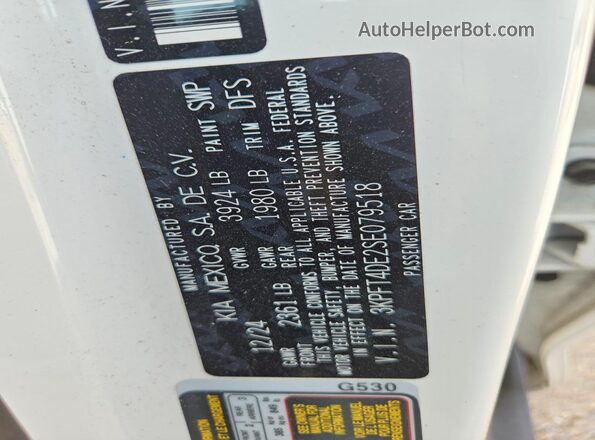 3KPFT4DE2SE079518 2025 KIA K4 White Շարժիչի բաժամունքի տեսք