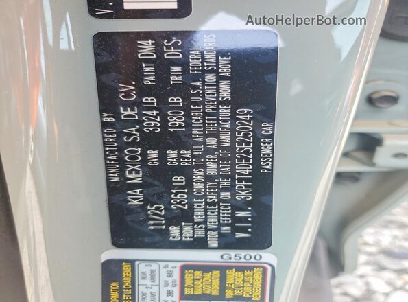 3KPFT4DE2SE250249 2025 KIA K4 Gray Widok komory silnika