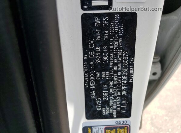 3KPFT4DE3SE180972 2025 KIA K4 White Widok komory silnika