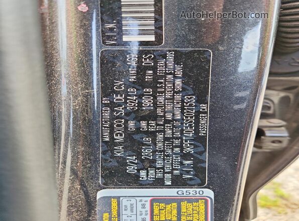 3KPFT4DE5SE021533 2025 KIA K4 Gray VIN sticker view