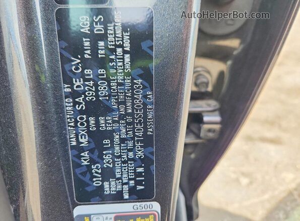 3KPFT4DE5SE084034 2025 KIA K4 Gray Widok naklejki z numerem VIN