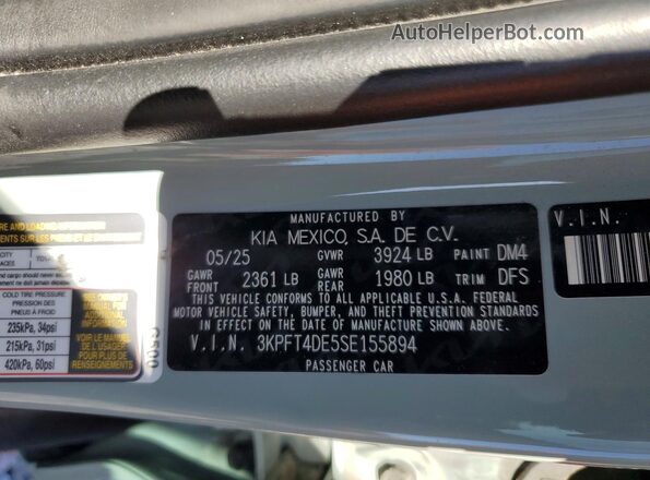 3KPFT4DE5SE155894 2025 KIA K4 Gray Вид наклейки з VIN-кодом