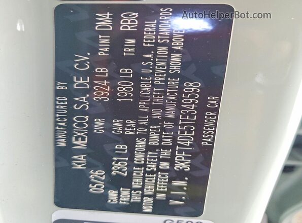 3KPFT4DE5TE349598 2026 KIA K4 Gray Vista del compartimento del motor