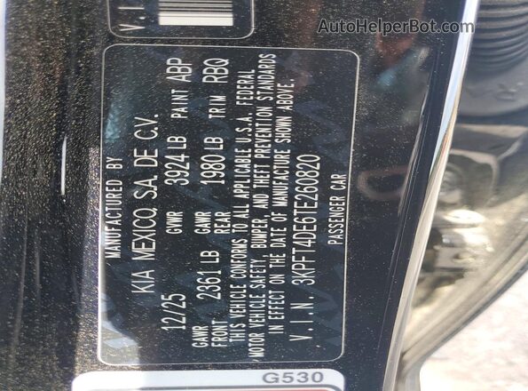 3KPFT4DE6TE260820 2026 KIA K4 Black Շարժիչի բաժամունքի տեսք