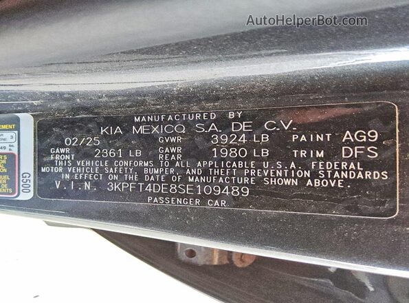 3KPFT4DE8SE109489 2025 KIA K4 Угольный Вид подкапотного пространства