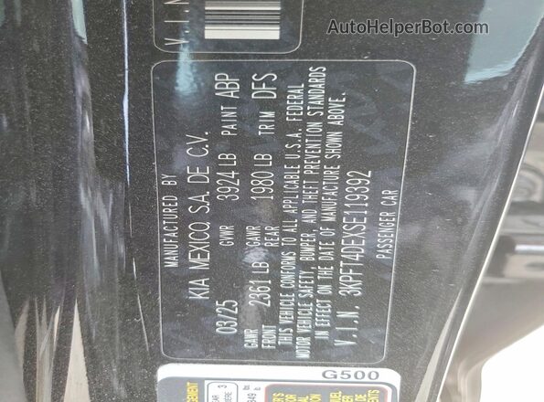3KPFT4DEXSE119392 2025 KIA K4 Black Widok naklejki z numerem VIN