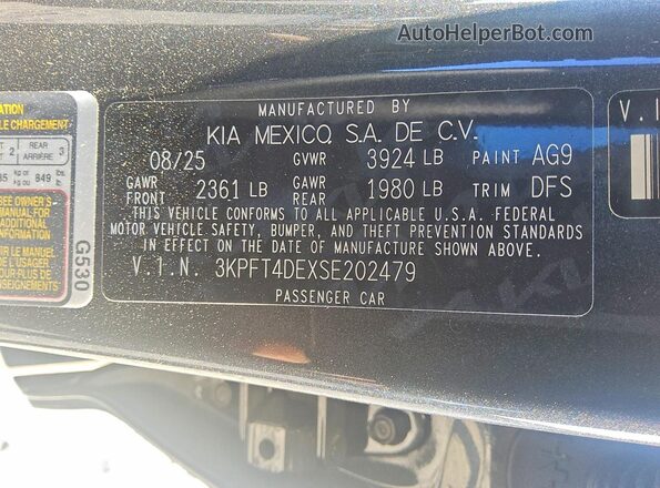 3KPFT4DEXSE202479 2025 KIA K4 Black Engine compartment view