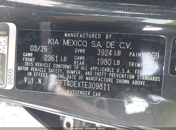 3KPFT4DEXTE309811 2026 KIA K4 Gray Widok komory silnika