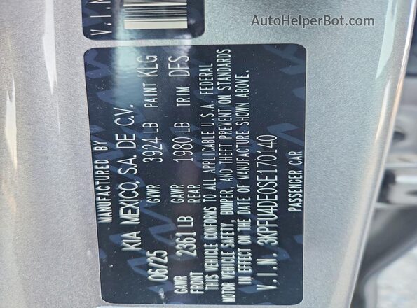 3KPFU4DE0SE170140 2025 KIA K4 Серый Вид подкапотного пространства
