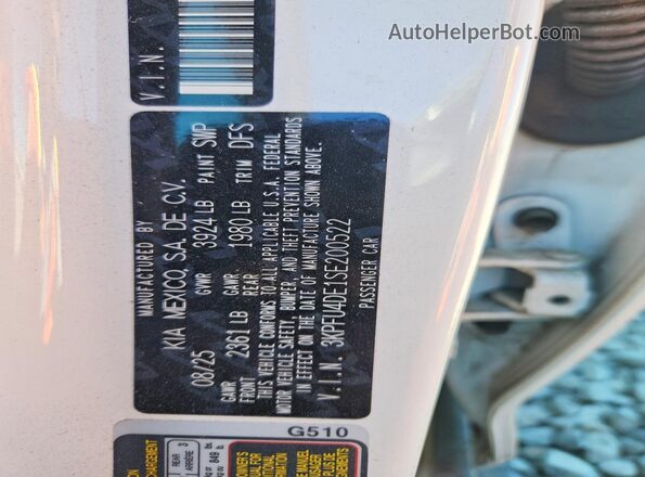 3KPFU4DE1SE200522 2025 KIA K4 White Вид наклейки з VIN-кодом