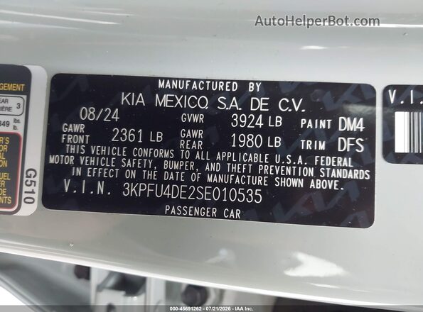 3KPFU4DE2SE010535 2025 KIA K4 Зеленый Вид подкапотного пространства