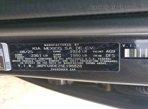3KPFU4DE2SE198828 2025 KIA K4 Серый Вид наклейки с VIN-кодом