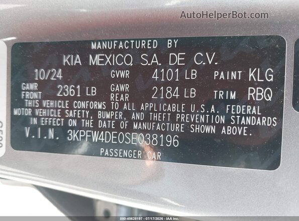 3KPFW4DE0SE038196 2025 KIA K4 Gray Engine compartment view