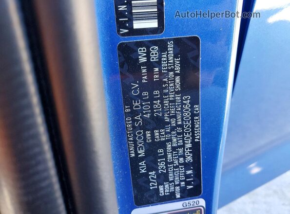 3KPFW4DE0SE080643 2025 KIA K4 Blue Engine compartment view