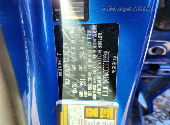 3KPFW4DE2SE133598 2025 KIA K4 Синий Вид подкапотного пространства