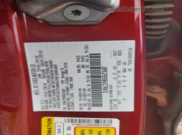 3LN6L2J98GR623687 2016 LINCOLN MKZ Red Engine compartment view