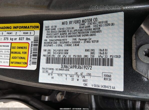 3LN6L5A99LR619272 2020 LINCOLN MKZ Gray Engine compartment view