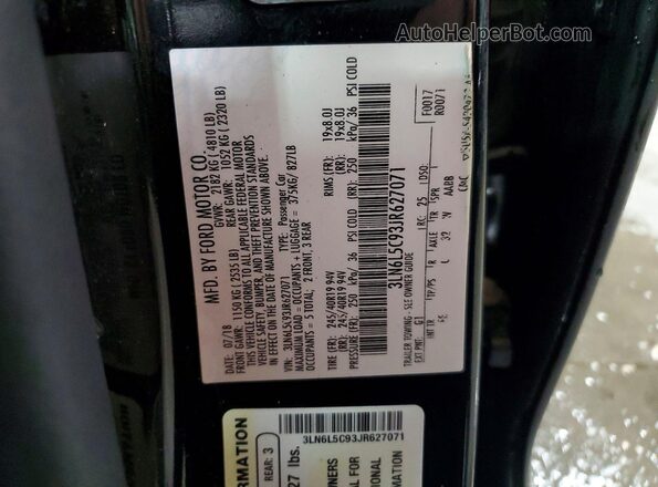 3LN6L5C93JR627071 2018 LINCOLN MKZ Black Вид підкапотного простору