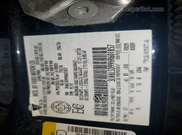 3LN6L5D99HR601857 2017 LINCOLN MKZ Черный Вид наклейки с VIN-кодом
