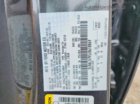 3LN6L5F95LR618869 2020 LINCOLN MKZ Gray Вид підкапотного простору