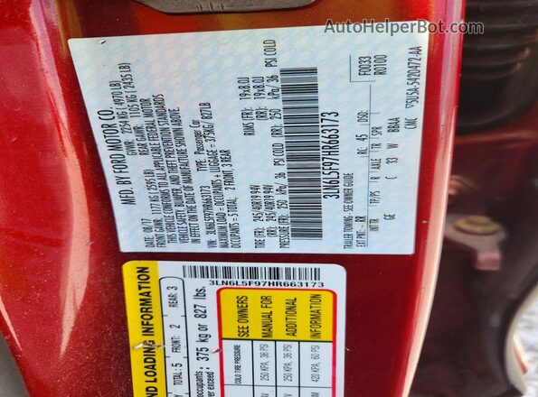3LN6L5F97HR663173 2017 LINCOLN MKZ Красный Вид подкапотного пространства