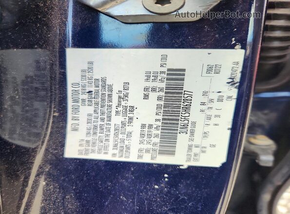 3LN6L5FC5HR628577 2017 LINCOLN MKZ Blue Widok naklejki z numerem VIN