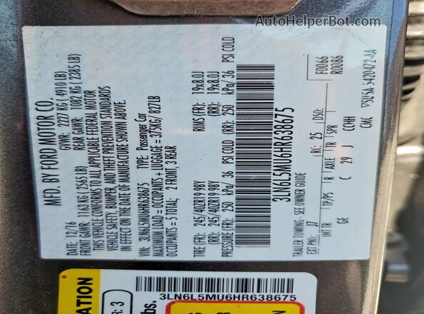 3LN6L5MU6HR638675 2017 LINCOLN MKZ Gray Вид підкапотного простору