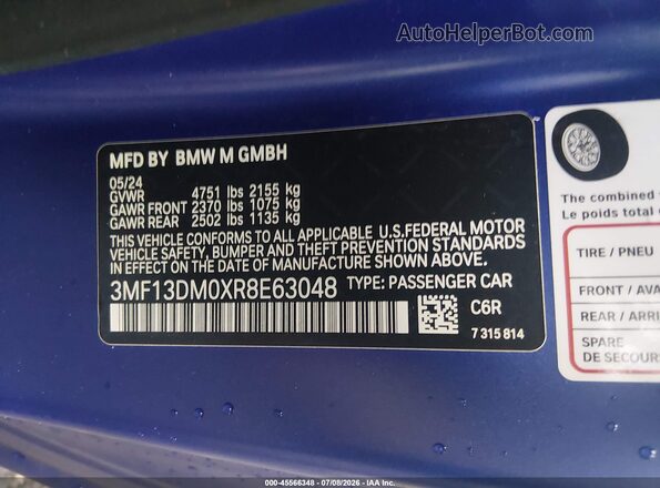 3MF13DM0XR8E63048 2024 BMW M2 Purple Widok komory silnika