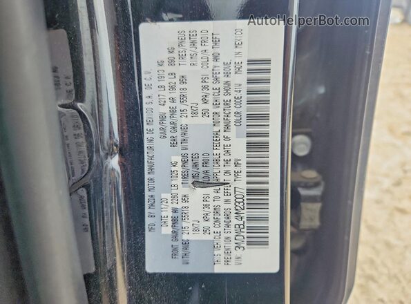 3MVDMABL4MM230077 2021 MAZDA CX-30 Black VIN კოდის სტიკერის ხედი