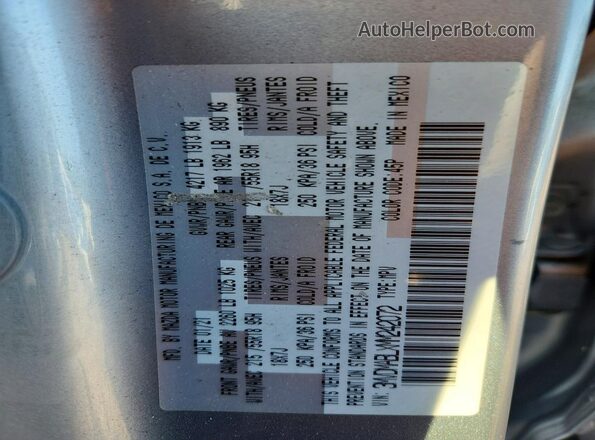 3MVDMABLXMM242072 2021 MAZDA CX-30 Silver VIN sticker view