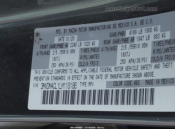3MVDMACL1LM118186 2020 MAZDA CX-30 Серый Вид подкапотного пространства