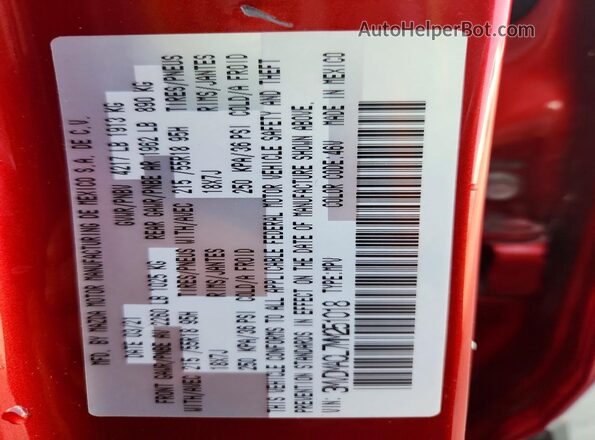 3MVDMACL7MM251018 2021 MAZDA CX-30 Red ძრავის განყოფილების ხედი