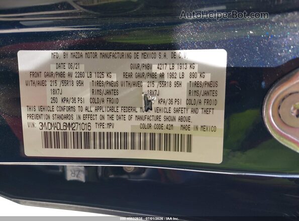 3MVDMADL6MM271016 2021 MAZDA CX-30 Dark Blue Engine compartment view
