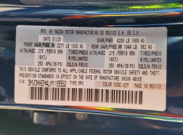 3MVDMAEM4LM116552 2020 MAZDA CX-30 Blue Շարժիչի բաժամունքի տեսք