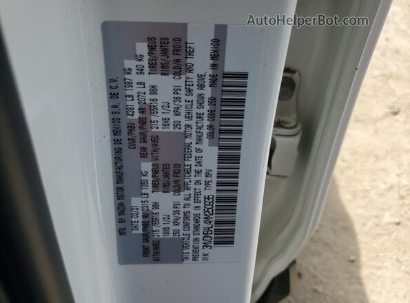 3MVDMBAL4MM250935 2021 MAZDA CX-30 White Widok naklejki z numerem VIN
